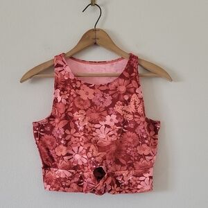 Aerie Offline Real Me XTRA Twist Crop Tank Top Orange Pink Size XL